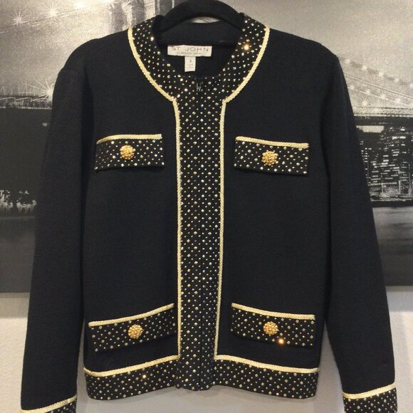 St. John by Marie Gray zipper jacket with gold detail - Picture 8 of 10